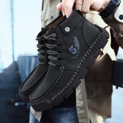 22 Men's Casual Shoes Trend Mid-top Boots British Large Size Handmade