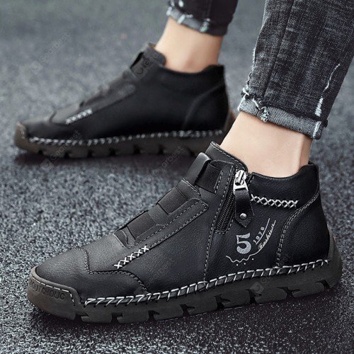 22 Casual Men's Shoes Trendy Low-cut Boots Large Size Round Toe Microfiber Shoes