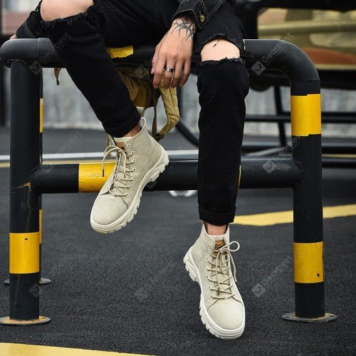 22 Men Desert Boots Korean Trend Outdoor Increased Heavy-bottomed Warm Cotton Leisure Men Shoes