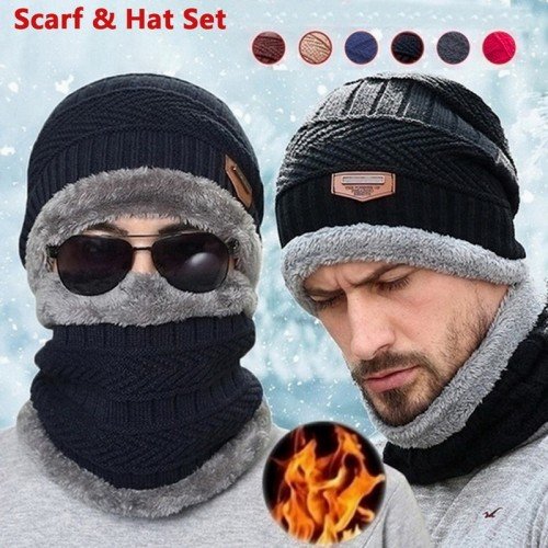 22 Winter scarf Beanie Hat For Men Winter Scarf Cap Knitted Hat Women Thick Wool Neck foulard Cap Mask Bonnet Hats