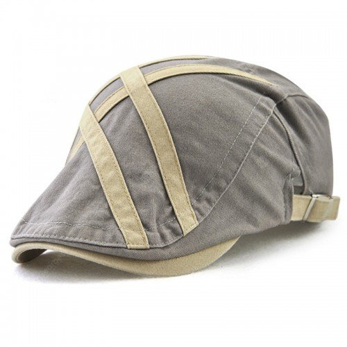 22 Men's Patch Strip Striped Fashion Beret Adjustable Head Circumference Hat