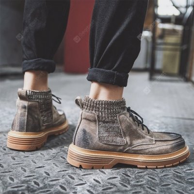 22 Men Boots Male Leather Boots Fashion Short Boots British Style High Top