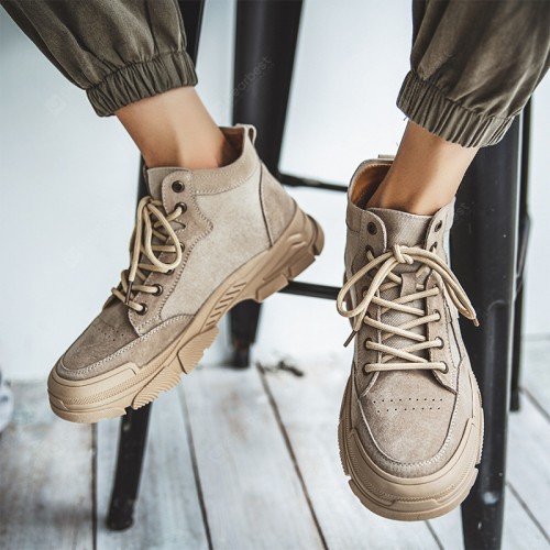 22 Men Boots Leather Desert Tooling Boots Outdoor High Top England for Autumn