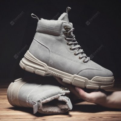 22 Retro Style Men's Tooling Boots Trend Warm High-top Cotton Shoes