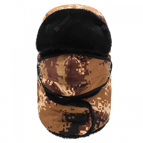 22 Men Camouflage Thick Ear Protective Bomber Hat Stylish Warm Cap