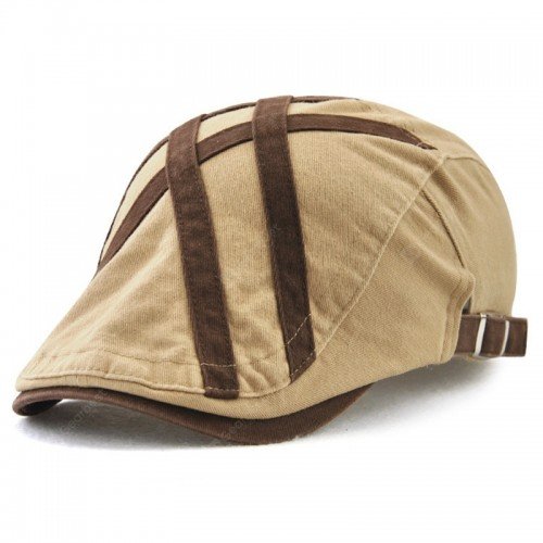 22 Men's Patch Strip Striped Fashion Beret Adjustable Head Circumference Hat