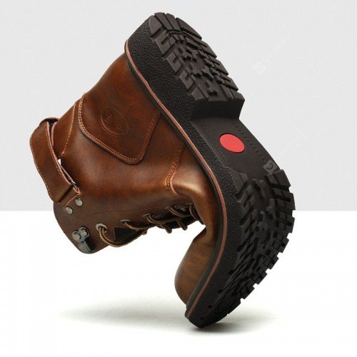 22 Men's British Lace-up Leather Shoes High-top Tooling Boots