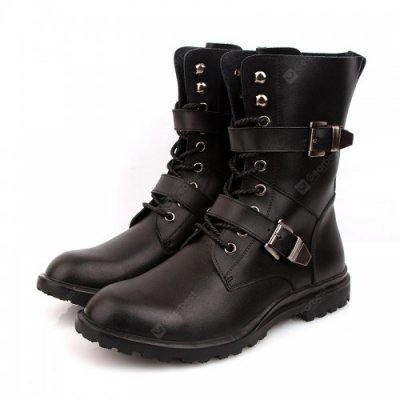 22 High Top Boots Male Leather Boots Increased Male Autumn And Winter Plus Velvet Cotton Boots England Men's Boots Large Yards 48 Men