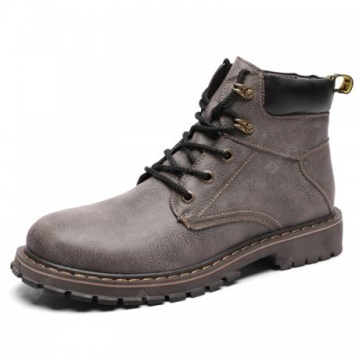 22 Men's Plush Keep Warm Boots Lace-up Solid Color British Style