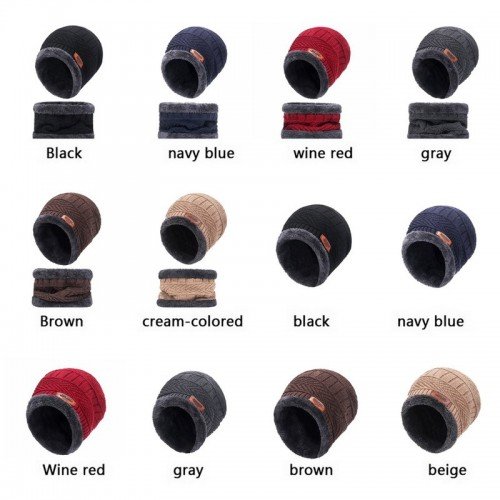 22 Winter scarf Beanie Hat For Men Winter Scarf Cap Knitted Hat Women Thick Wool Neck foulard Cap Mask Bonnet Hats