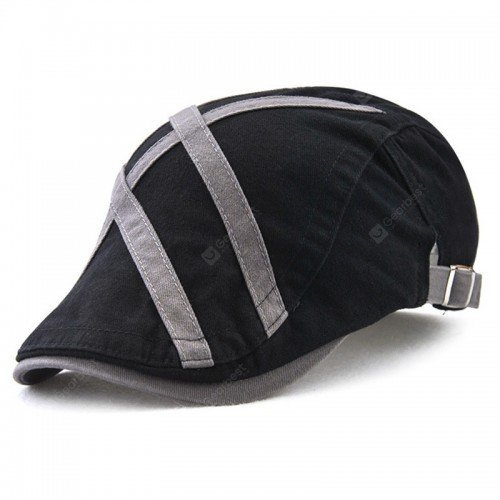 22 Men's Patch Strip Striped Fashion Beret Adjustable Head Circumference Hat