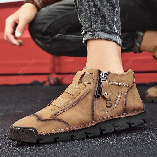 22 Casual Men's Shoes Trendy Low-cut Boots Large Size Round Toe Microfiber Shoes