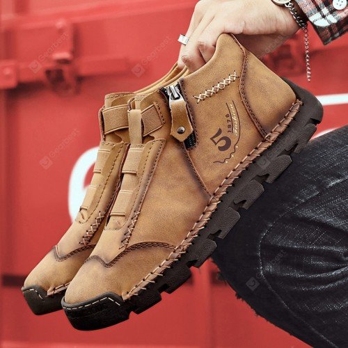 22 Casual Men's Shoes Trendy Low-cut Boots Large Size Round Toe Microfiber Shoes