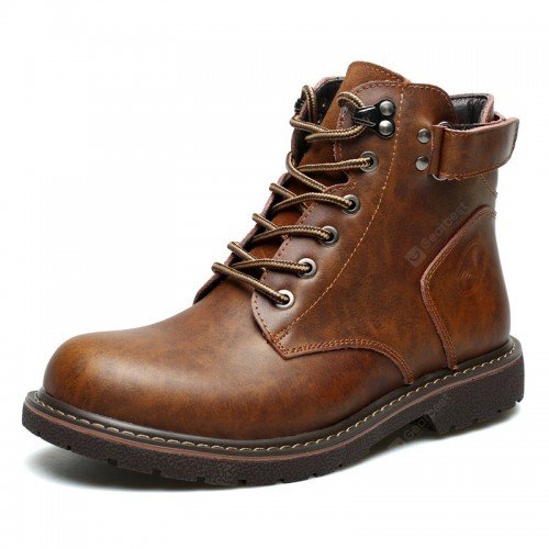 22 Men's British Lace-up Leather Shoes High-top Tooling Boots