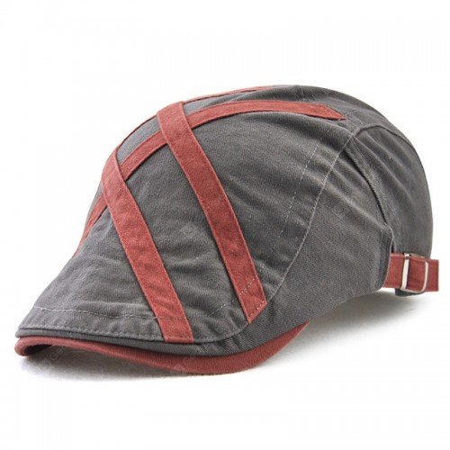 22 Men's Patch Strip Striped Fashion Beret Adjustable Head Circumference Hat
